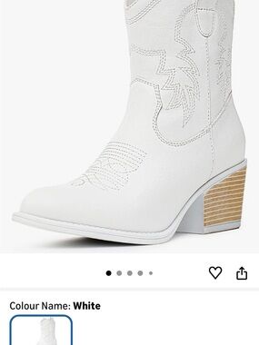 White Western-Inspired Heeled Ankle Boots